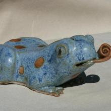 Sculpted blue frog