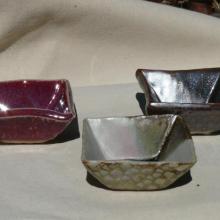 Three square bowls